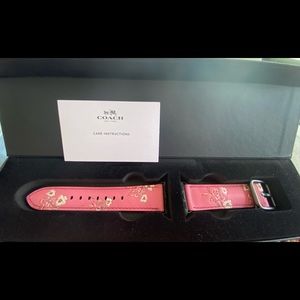 NEW Apple PINK WATCH Coach 38/40mm LEATHER PINK BAND FLOWERS $185
